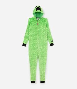 Pijama Jumper Infantil em Fleece com Bordado do Minecraft - Tam 5 a 14 Anos