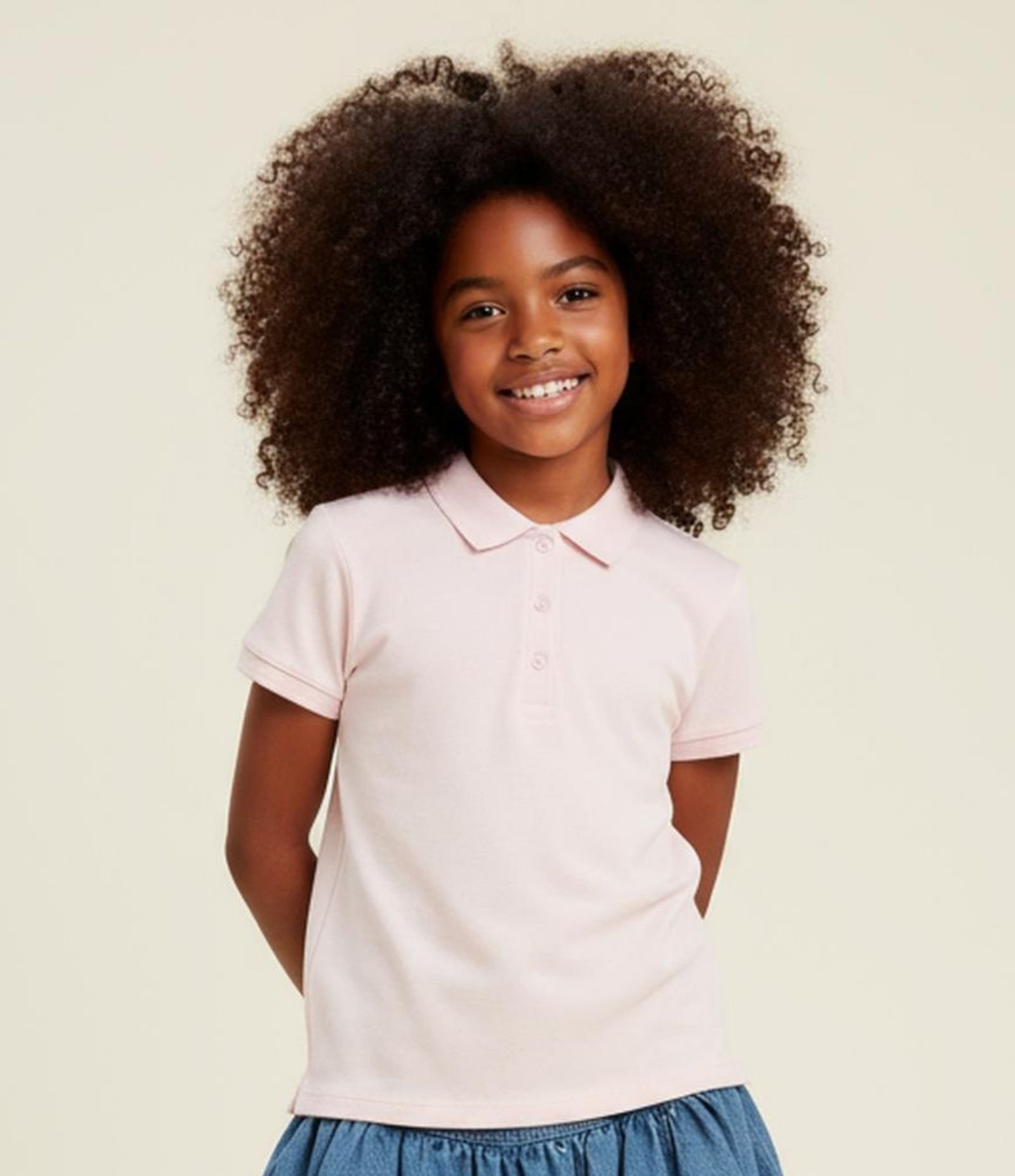 Camiseta Infantil em Ribana com Gola Polo - Tam 5 a 14 Anos Rosa 1