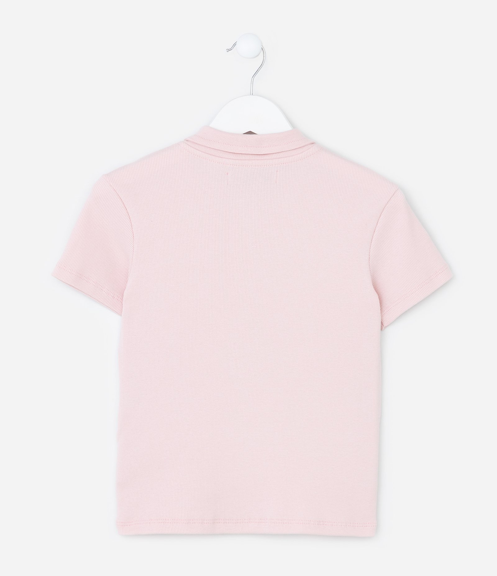 Camiseta Infantil em Ribana com Gola Polo - Tam 5 a 14 Anos Rosa 3