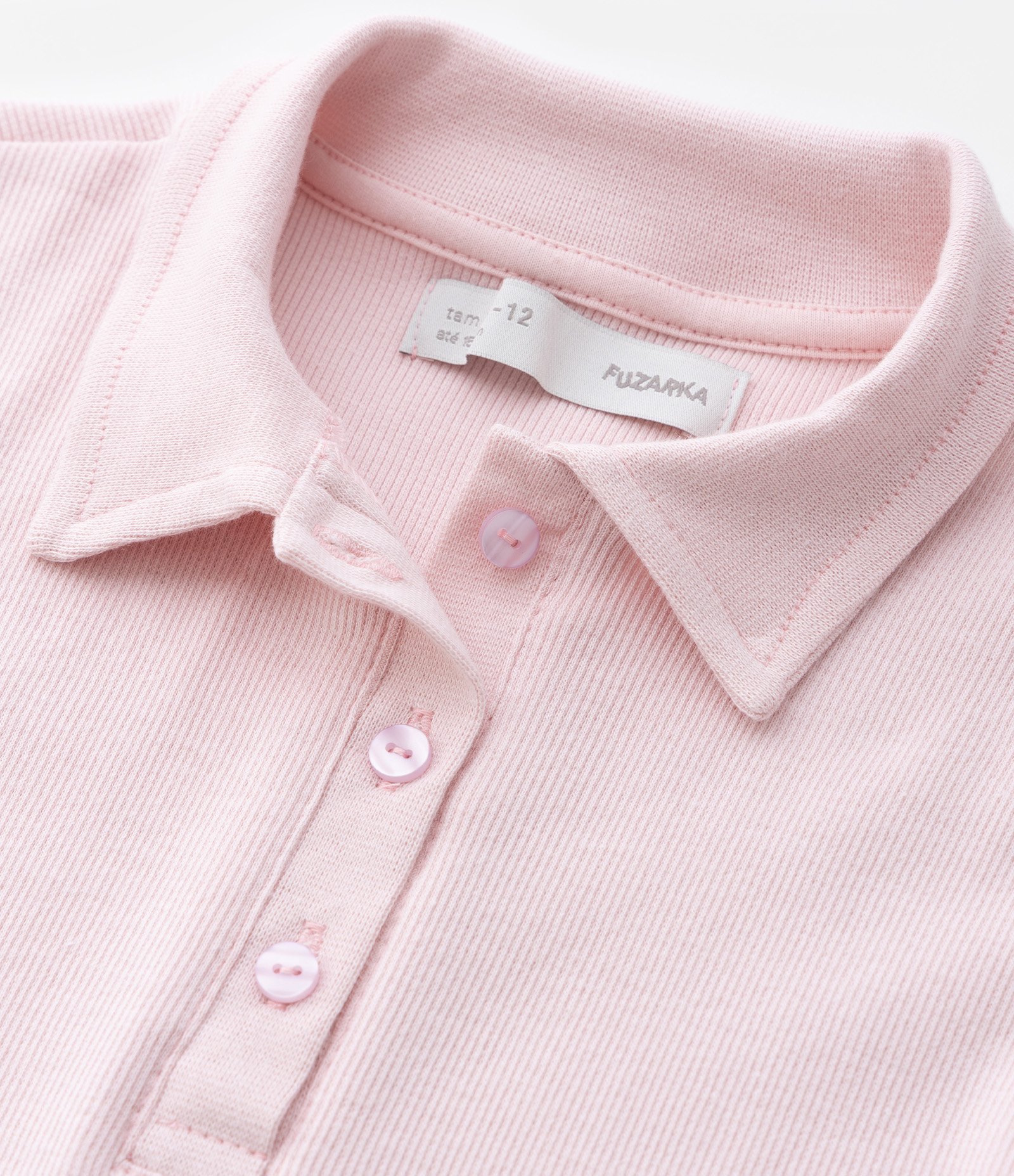 Camiseta Infantil em Ribana com Gola Polo - Tam 5 a 14 Anos Rosa 5