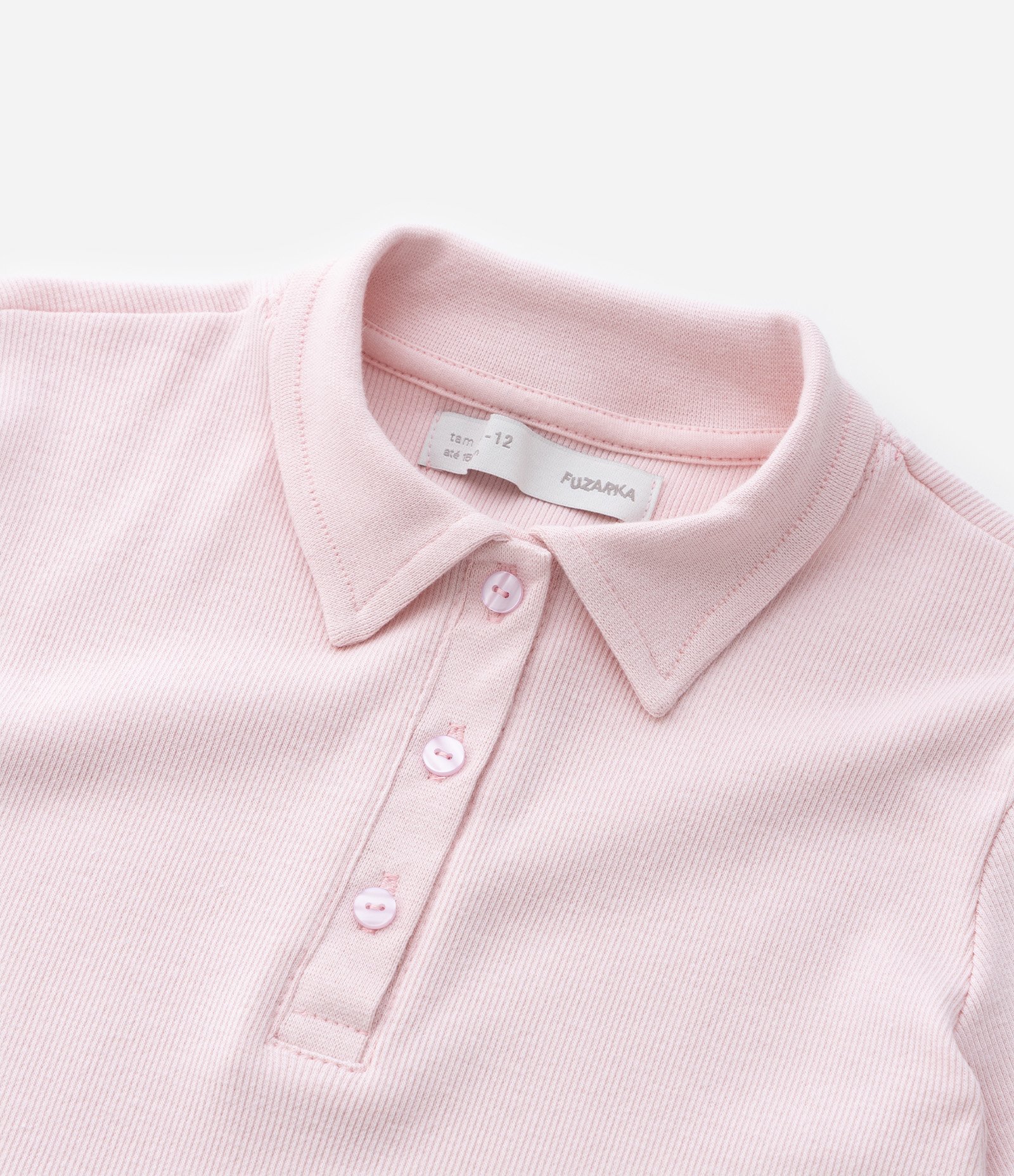 Camiseta Infantil em Ribana com Gola Polo - Tam 5 a 14 Anos Rosa 6