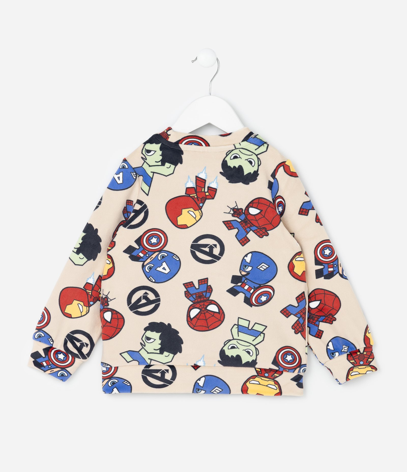 Pijama Infantil Longo em Plush com Estampa Baby Marvel – Tam 2 a 8 Anos Bege Claro 3