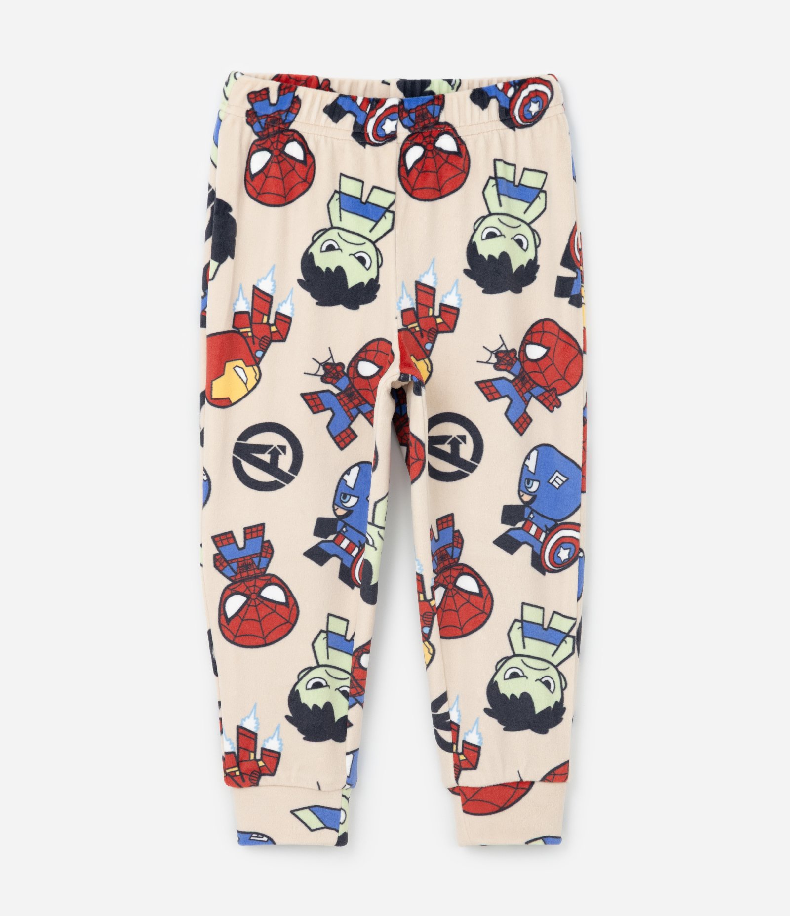 Pijama Infantil Longo em Plush com Estampa Baby Marvel – Tam 2 a 8 Anos Bege Claro 4