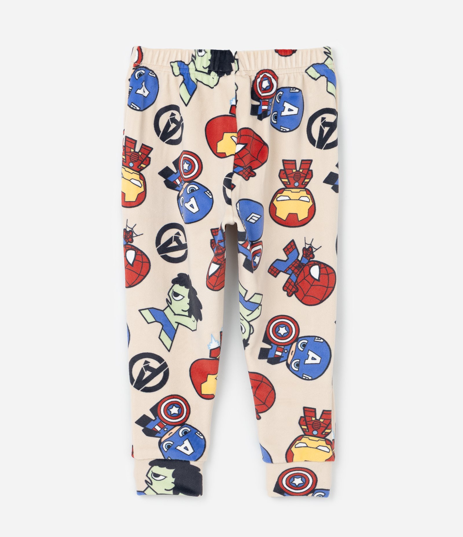 Pijama Infantil Longo em Plush com Estampa Baby Marvel – Tam 2 a 8 Anos Bege Claro 5