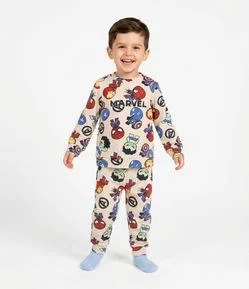 Pijama Infantil Longo em Plush com Estampa Baby Marvel - Tam 2 a 8 Anos