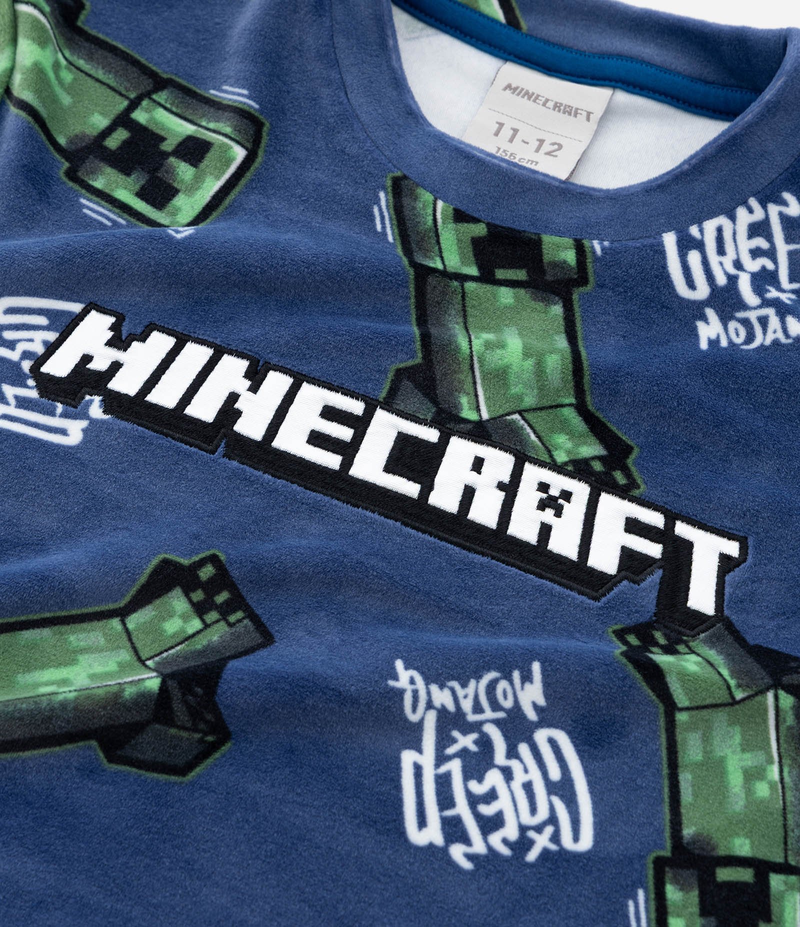 Pijama Infantil em Plush com Estampa Minecraft – Tam 5 a 14 Anos Azul