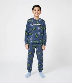 Pijama Infantil em Plush com Estampa Minecraft – Tam 5 a 14 Anos