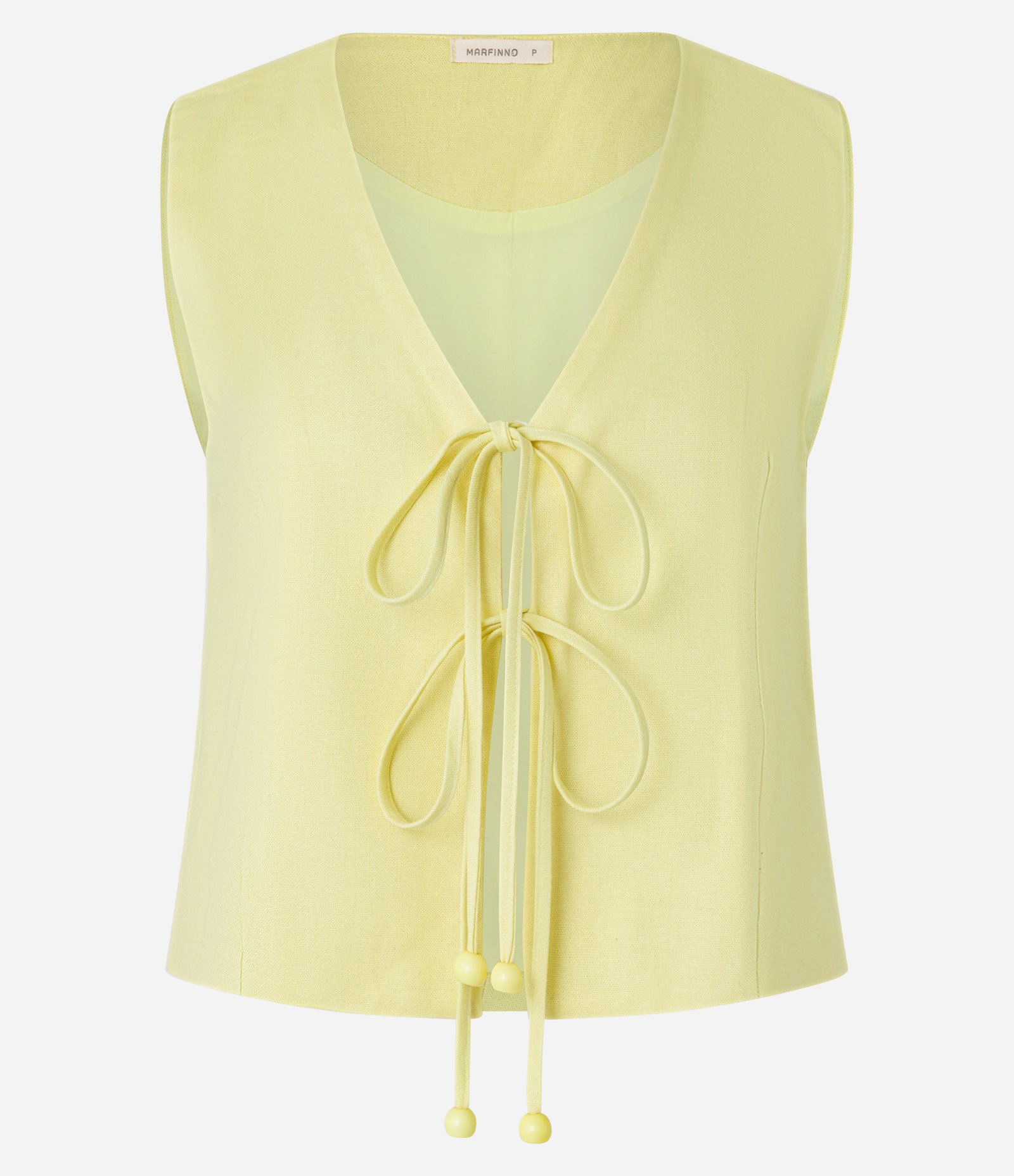 Colete em Viscolinho com Decote V Amarração Amarelo 5