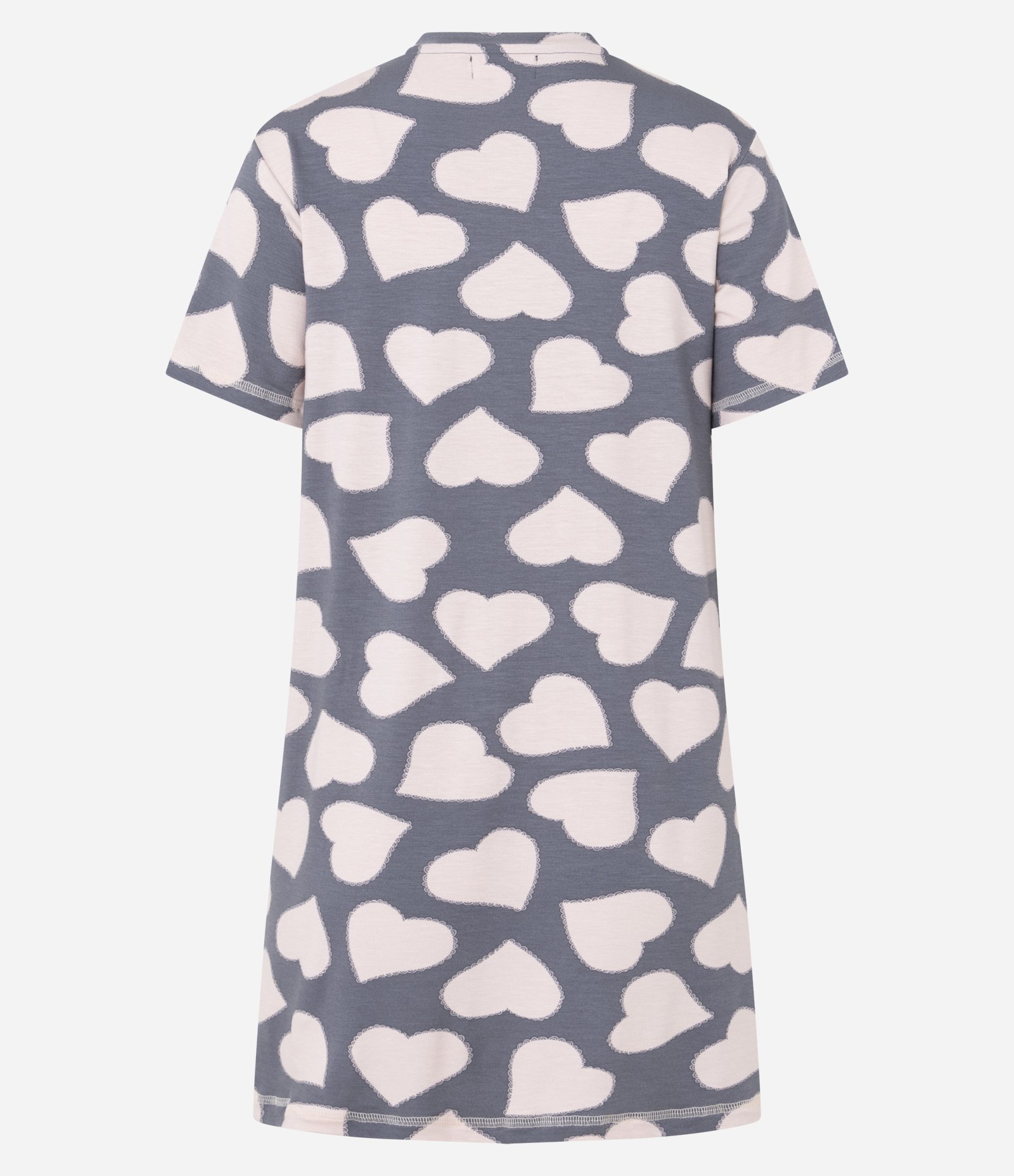 Camisola em Viscose com Estampa de Coração e Bolsinho Cinza 4