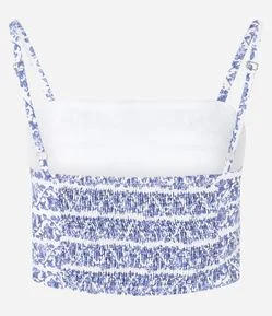 Blusa Cropped em Viscose com Estampa Floral e Lastex