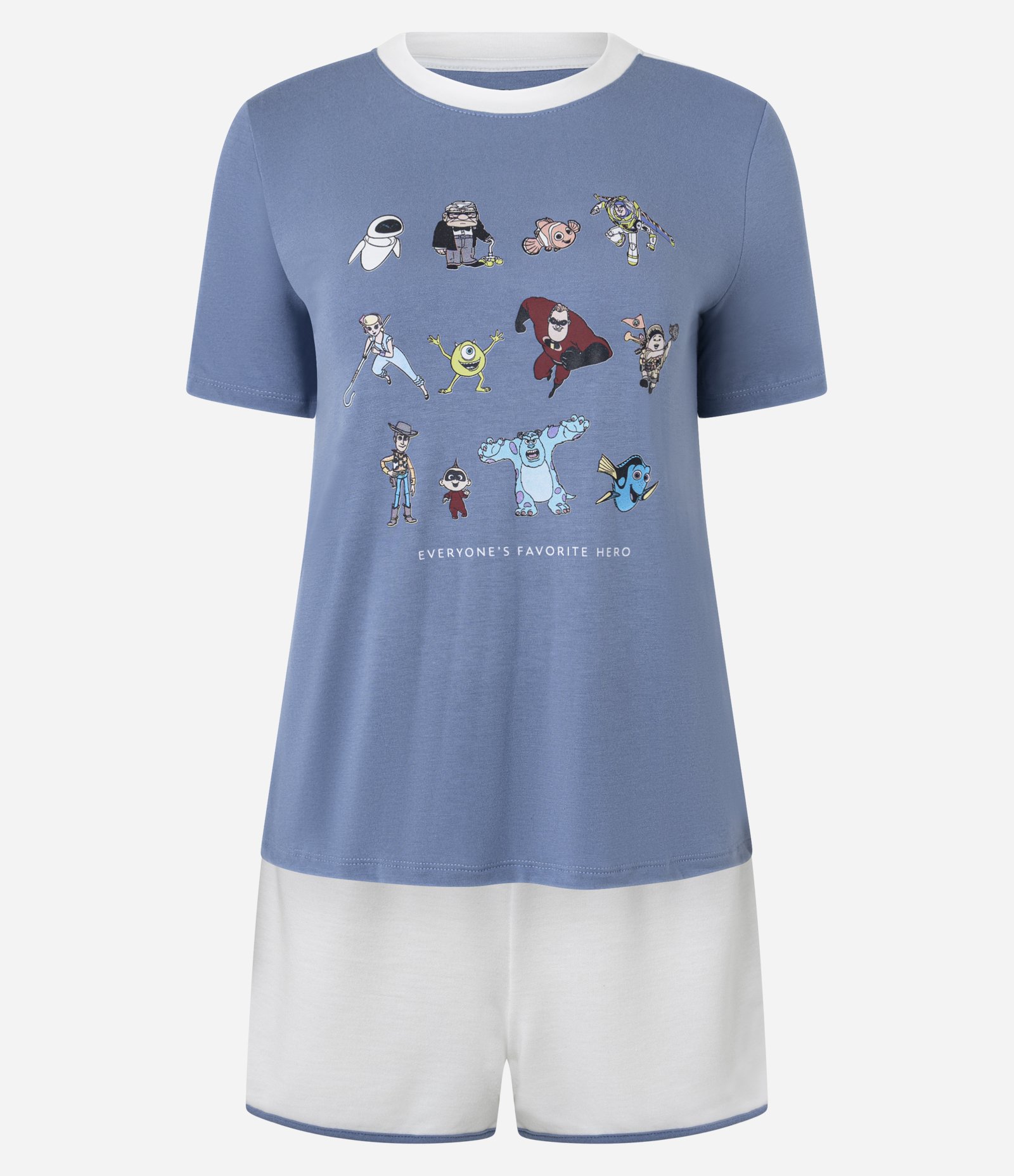 Pijama Short Doll em Viscose com Estampa de Personagens Pixar Azul 4