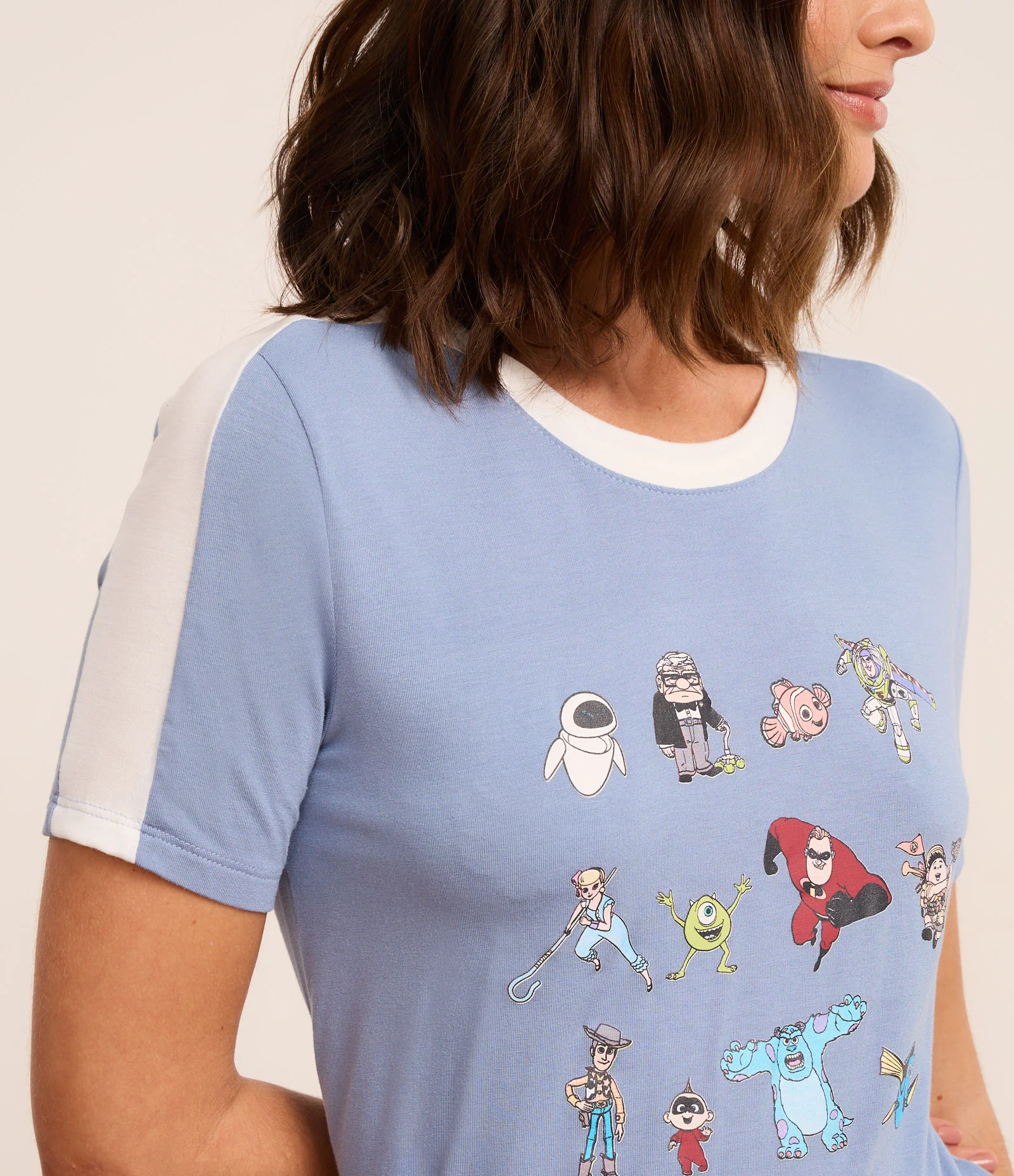 Pijama Short Doll em Viscose com Estampa de Personagens Pixar Azul 2