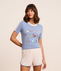 Pijama Short Doll em Viscose com Estampa de Personagens Pixar
