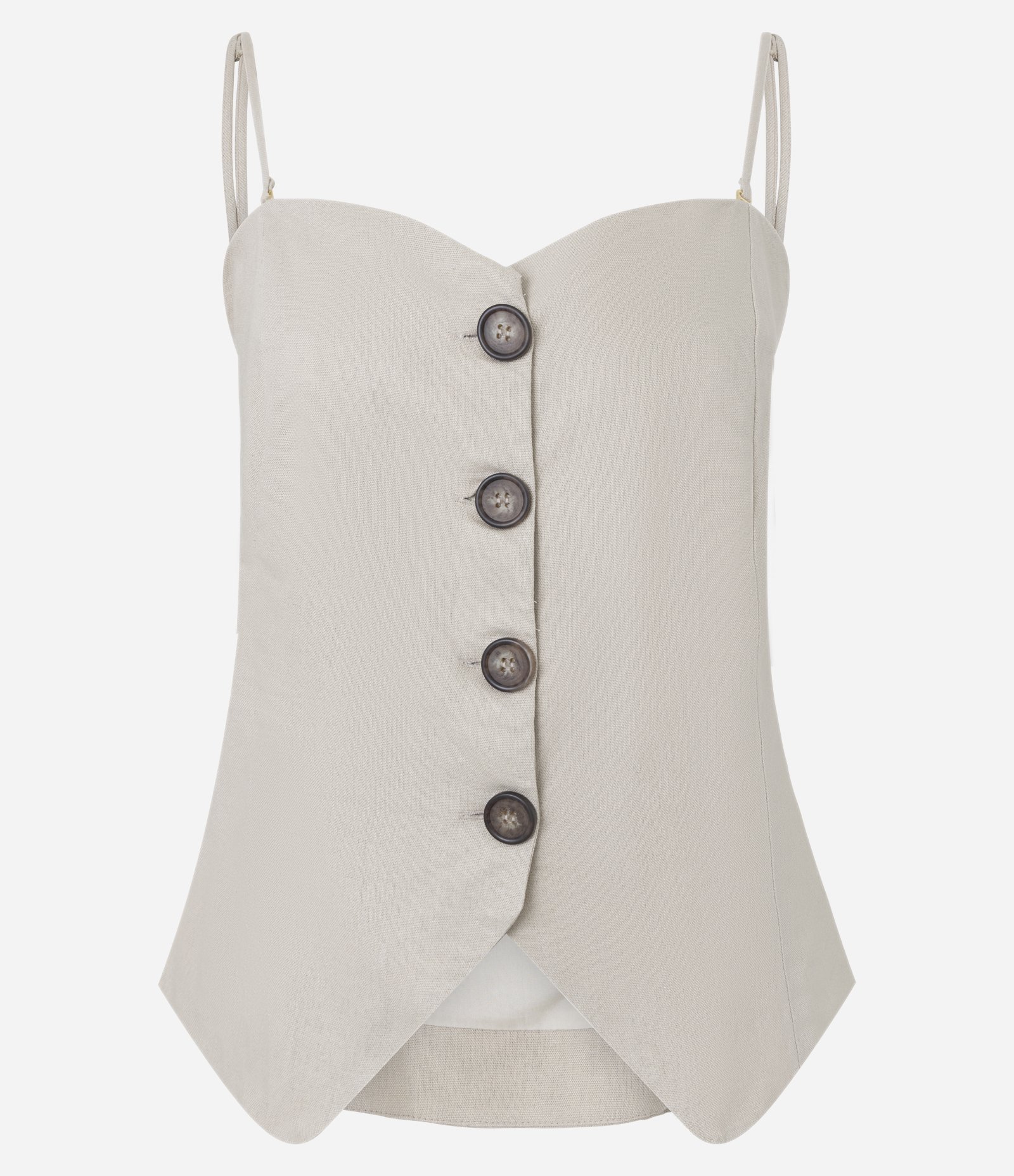 Blusa em Vicolinho com Botões e Barra V Bege 5