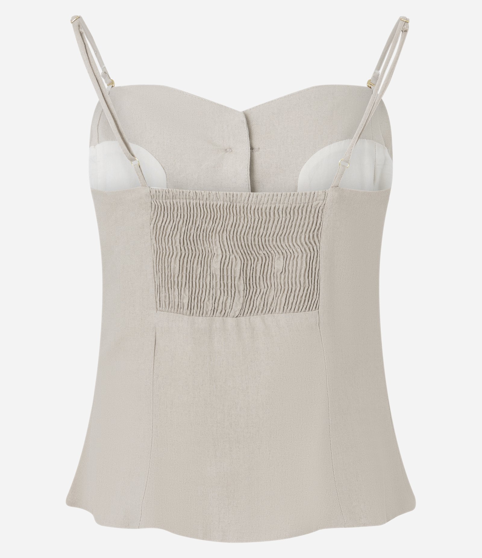 Blusa em Vicolinho com Botões e Barra V Bege 6