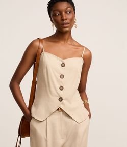 Blusa em Vicolinho com Botões e Barra V