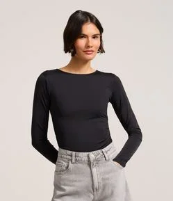 Body em Poliamida com Franzido Lateral