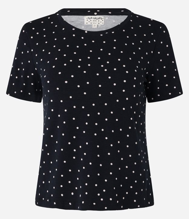 Blusa de Pijama em Viscose com Estampa Poá