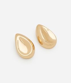 Brinco Botão com Forma de Gota e Efeito Amassado