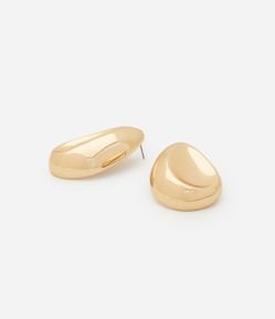 Brinco Botão com Forma de Gota e Efeito Amassado