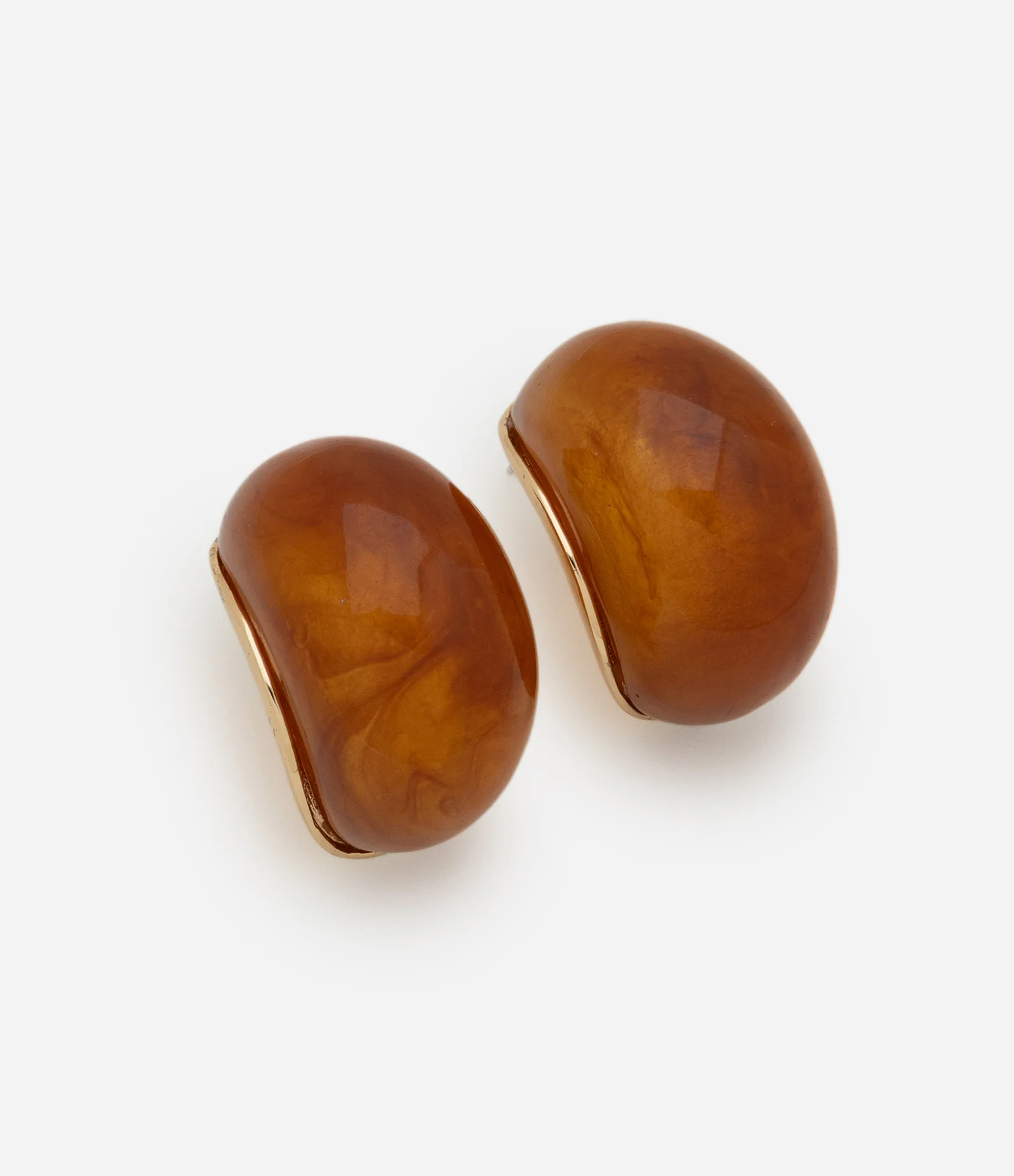 Argola Bold em Resina Marmorizada Marrom 2