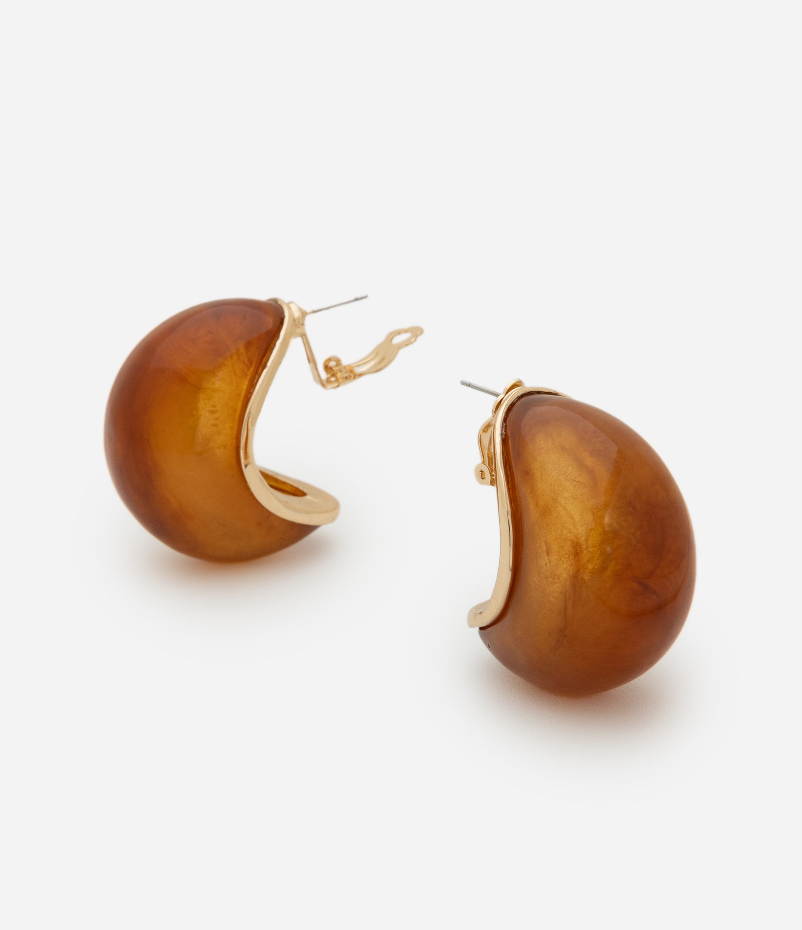 Argola Bold em Resina Marmorizada Marrom 3