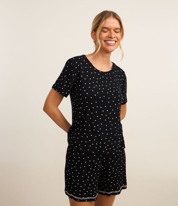 Short de Pijama em Viscose com Estampa Poá