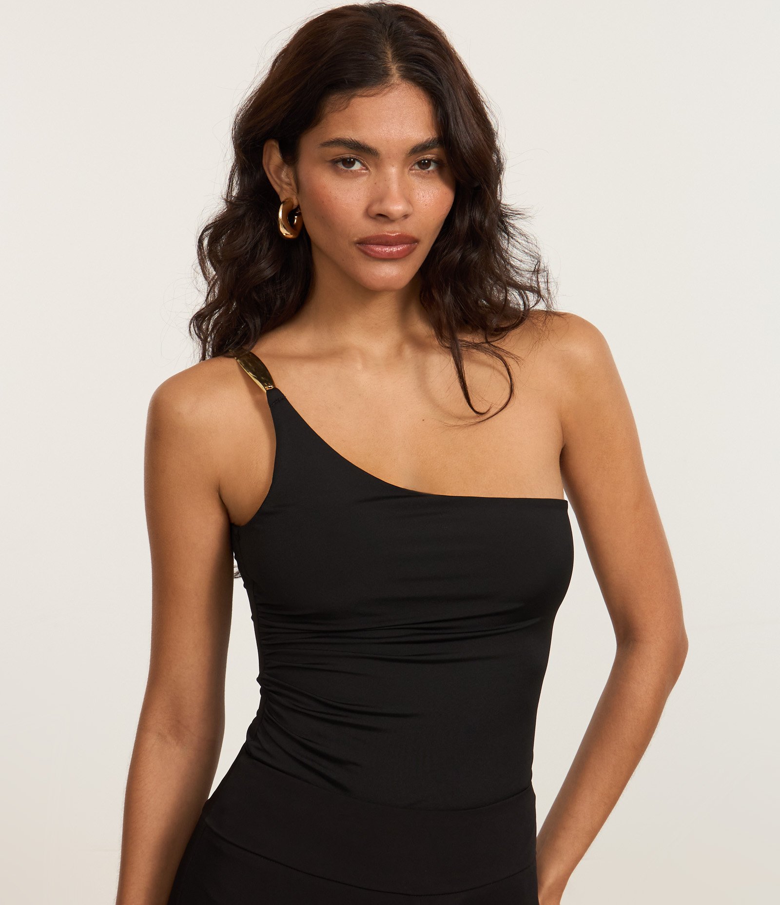 Body Ombro Só em Jersey com Franzido Lateral Preto 3