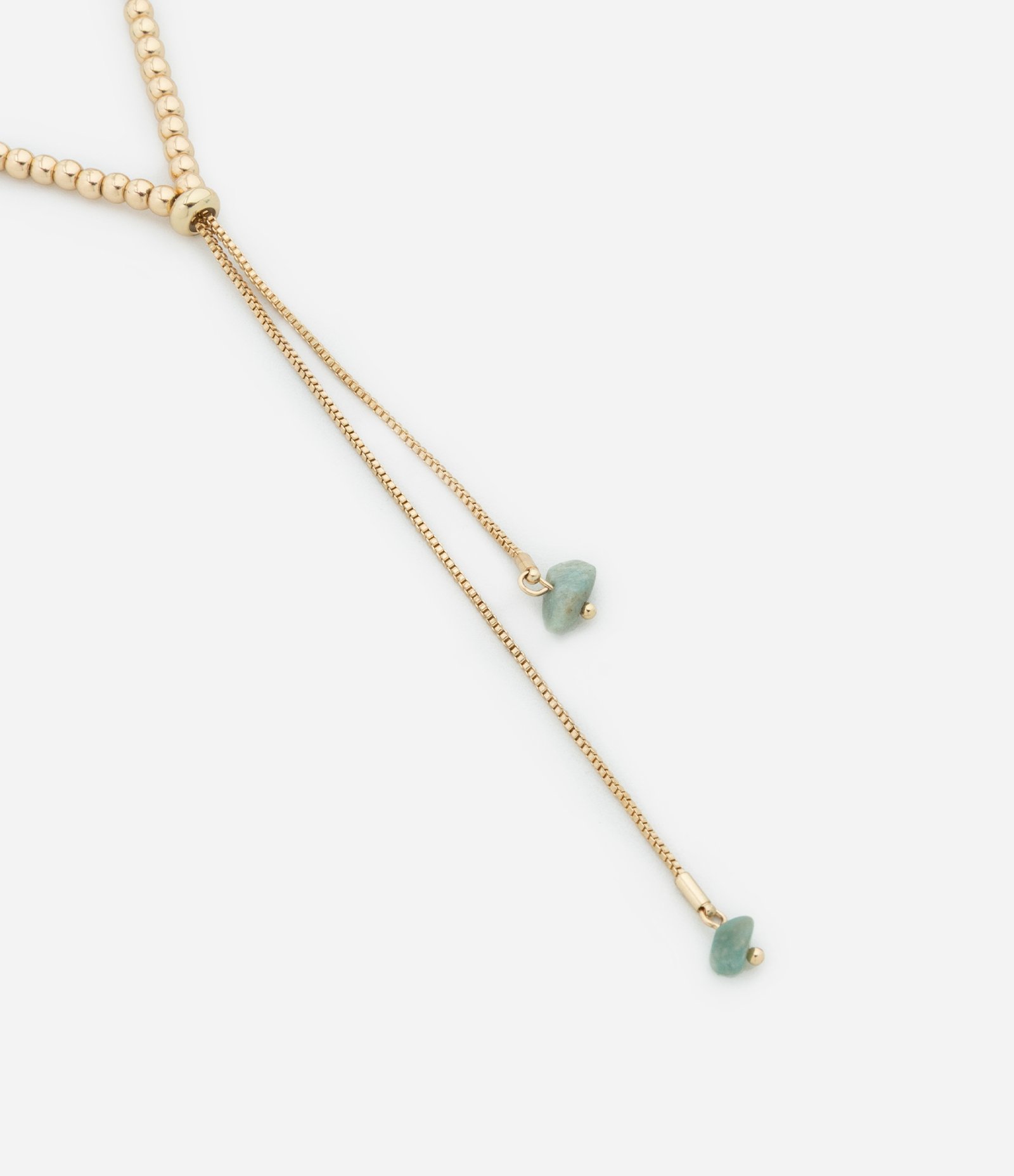 Colar Gravata com Cascalhos Ajuste Frontal e Pedra nas Ponteiras Verde/Dourado 2