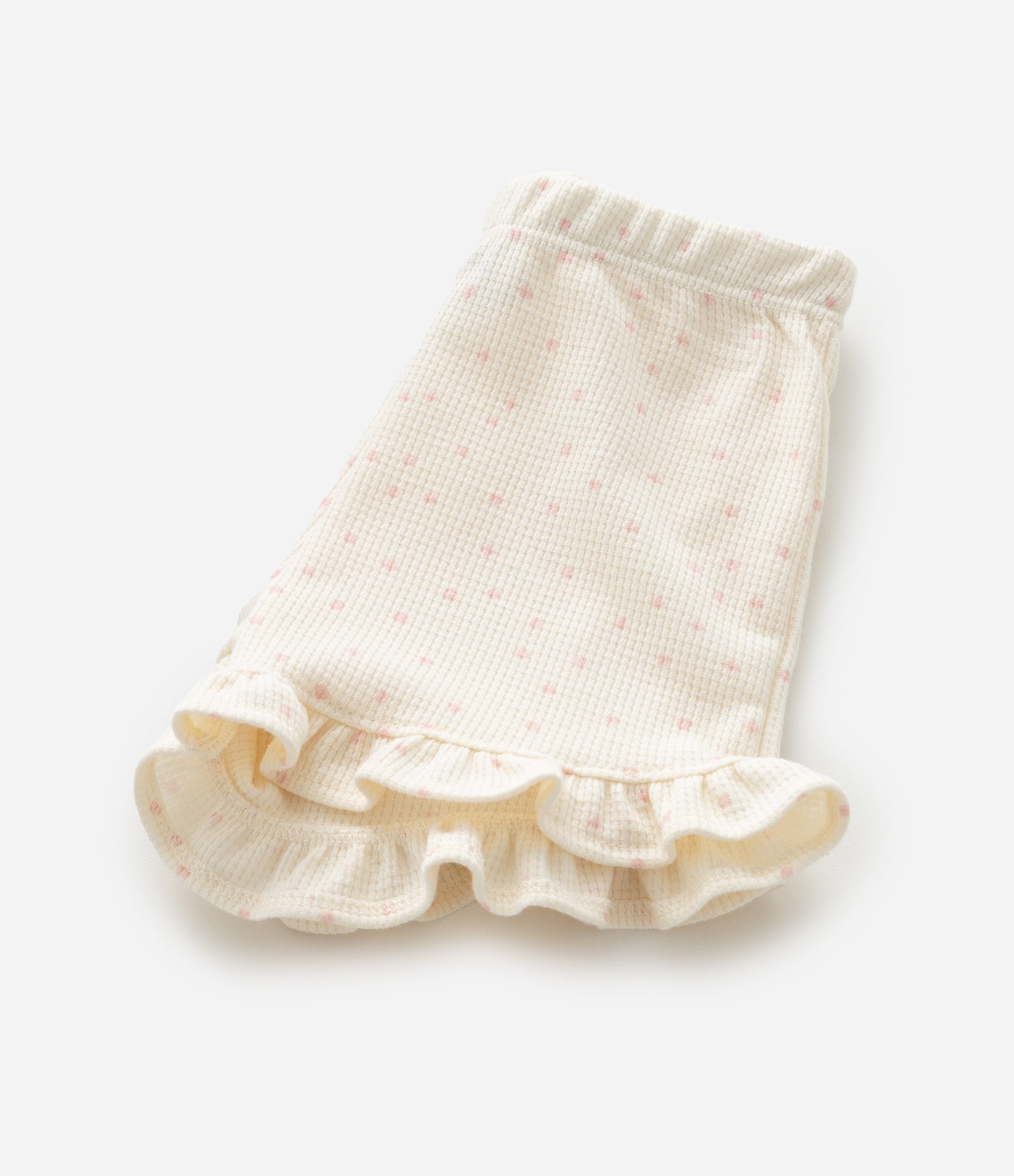 Conjunto Infantil com Estampa Poá Detalhes em Broderie e Textura Waffle - Tam 0 a 18 Meses Bege 10