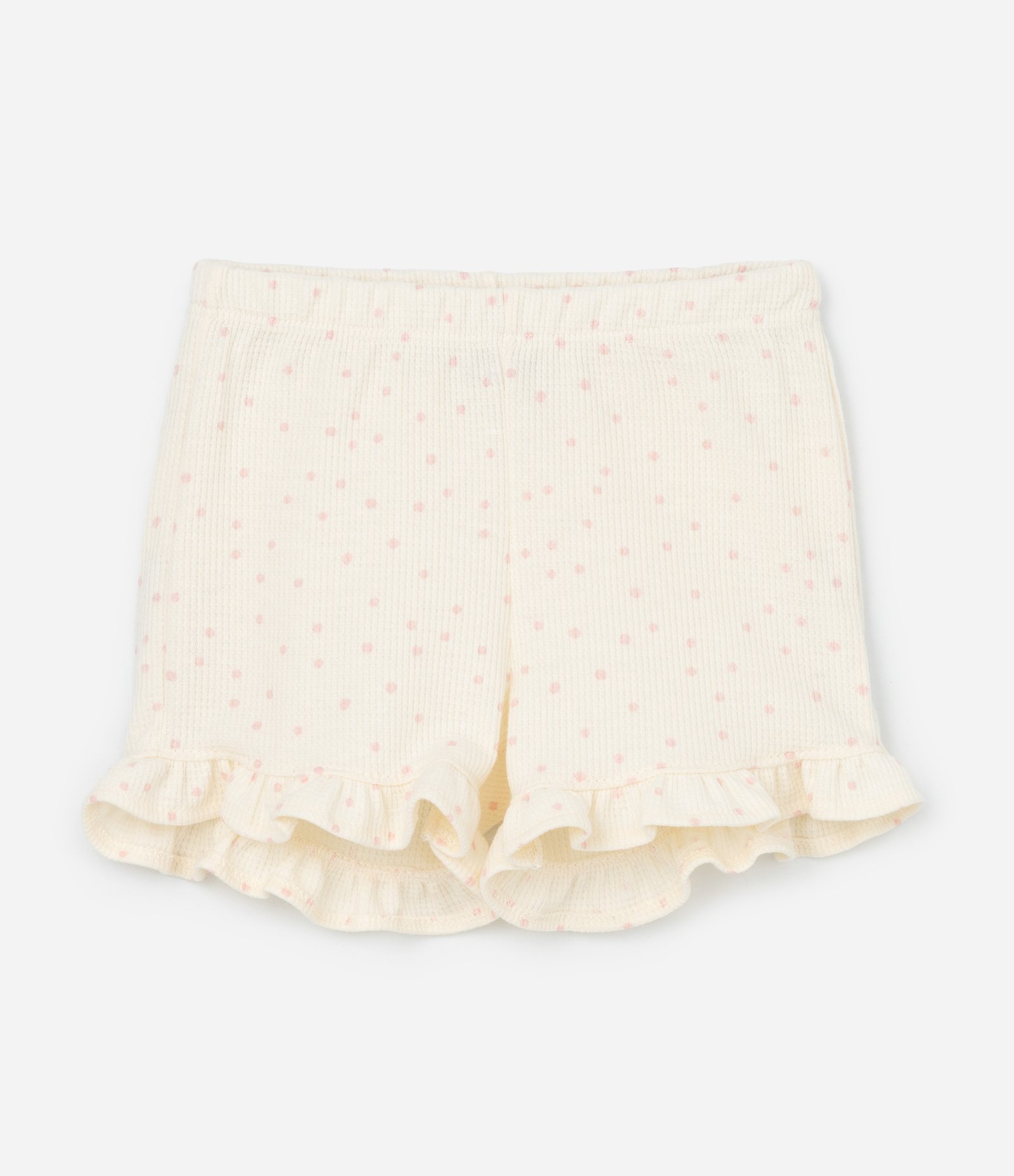 Conjunto Infantil com Estampa Poá Detalhes em Broderie e Textura Waffle - Tam 0 a 18 Meses Bege 5