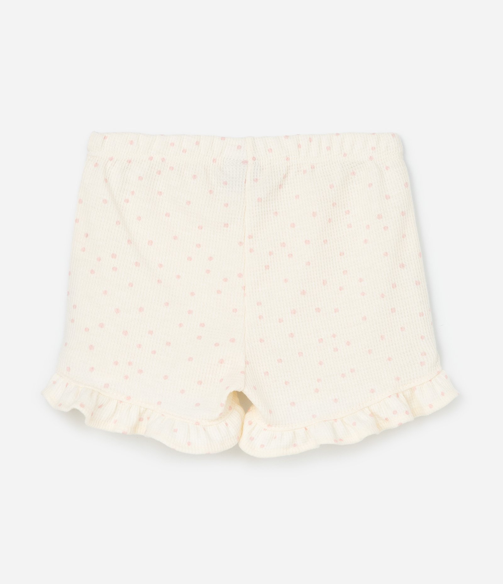 Conjunto Infantil com Estampa Poá Detalhes em Broderie e Textura Waffle - Tam 0 a 18 Meses Bege 6