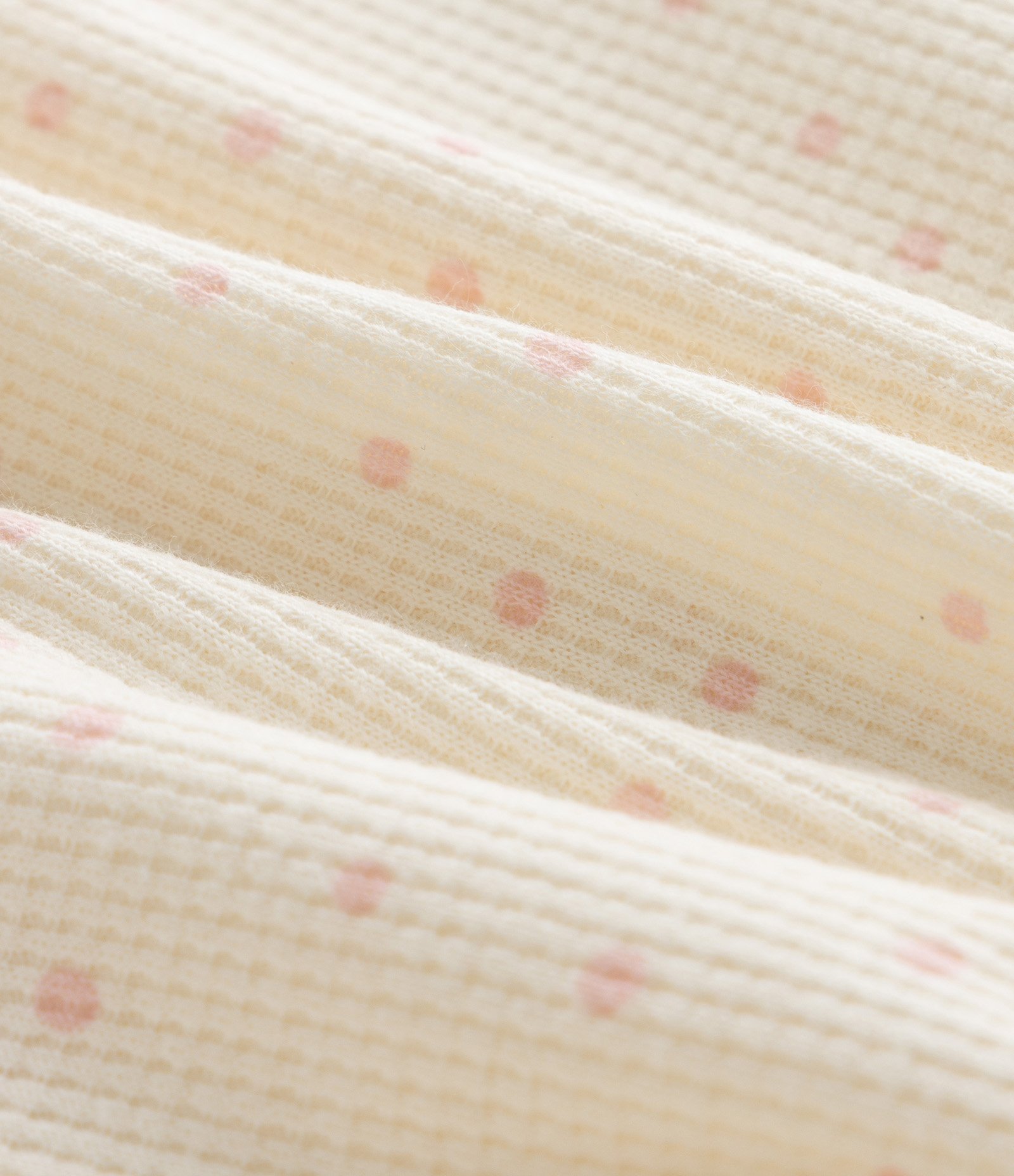 Conjunto Infantil com Estampa Poá Detalhes em Broderie e Textura Waffle - Tam 0 a 18 Meses Bege 8