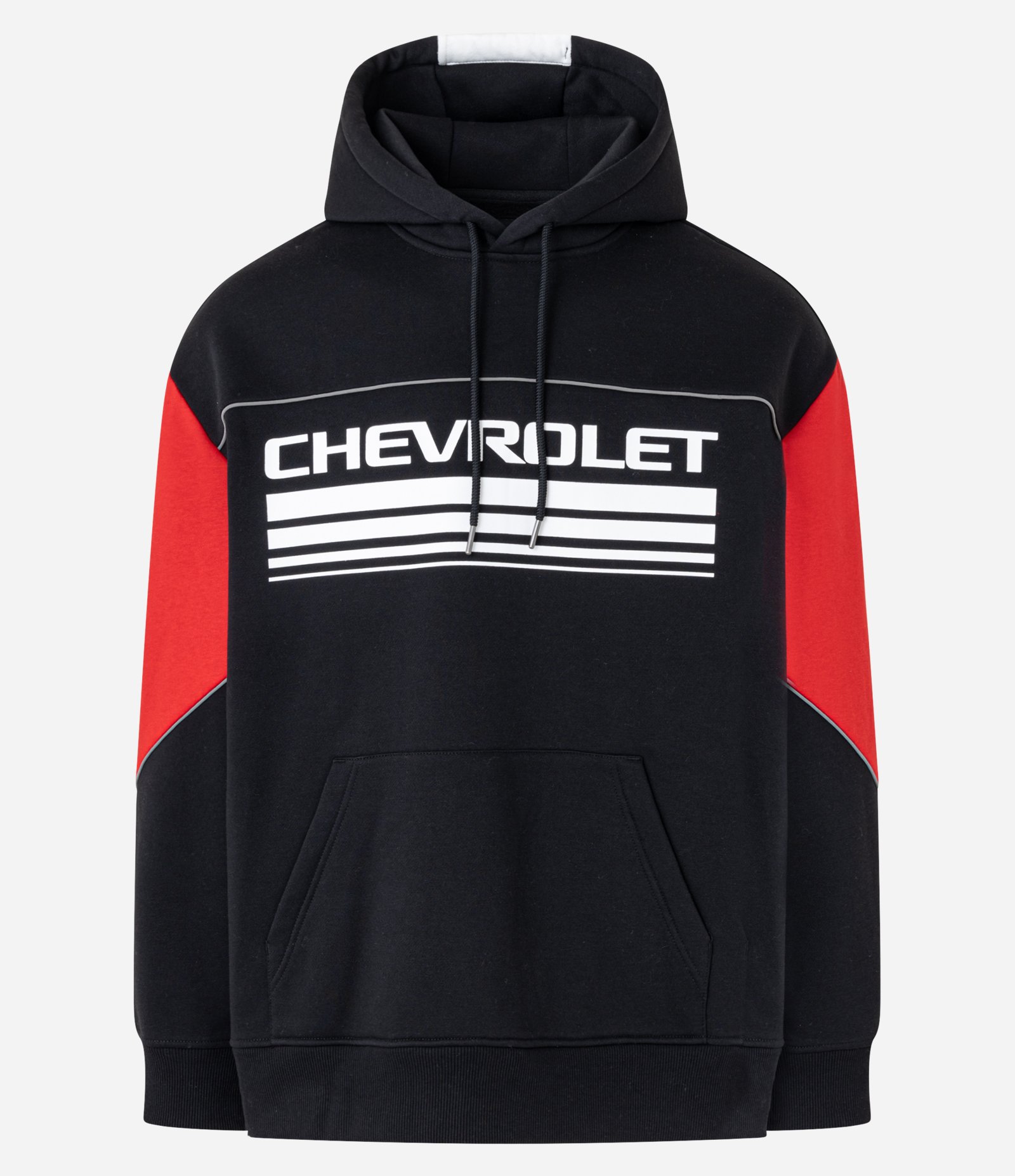 Casaco Relaxed em Moletom com Felpa com Estampa Chevrolet Painéis Contrastantes Preto 6