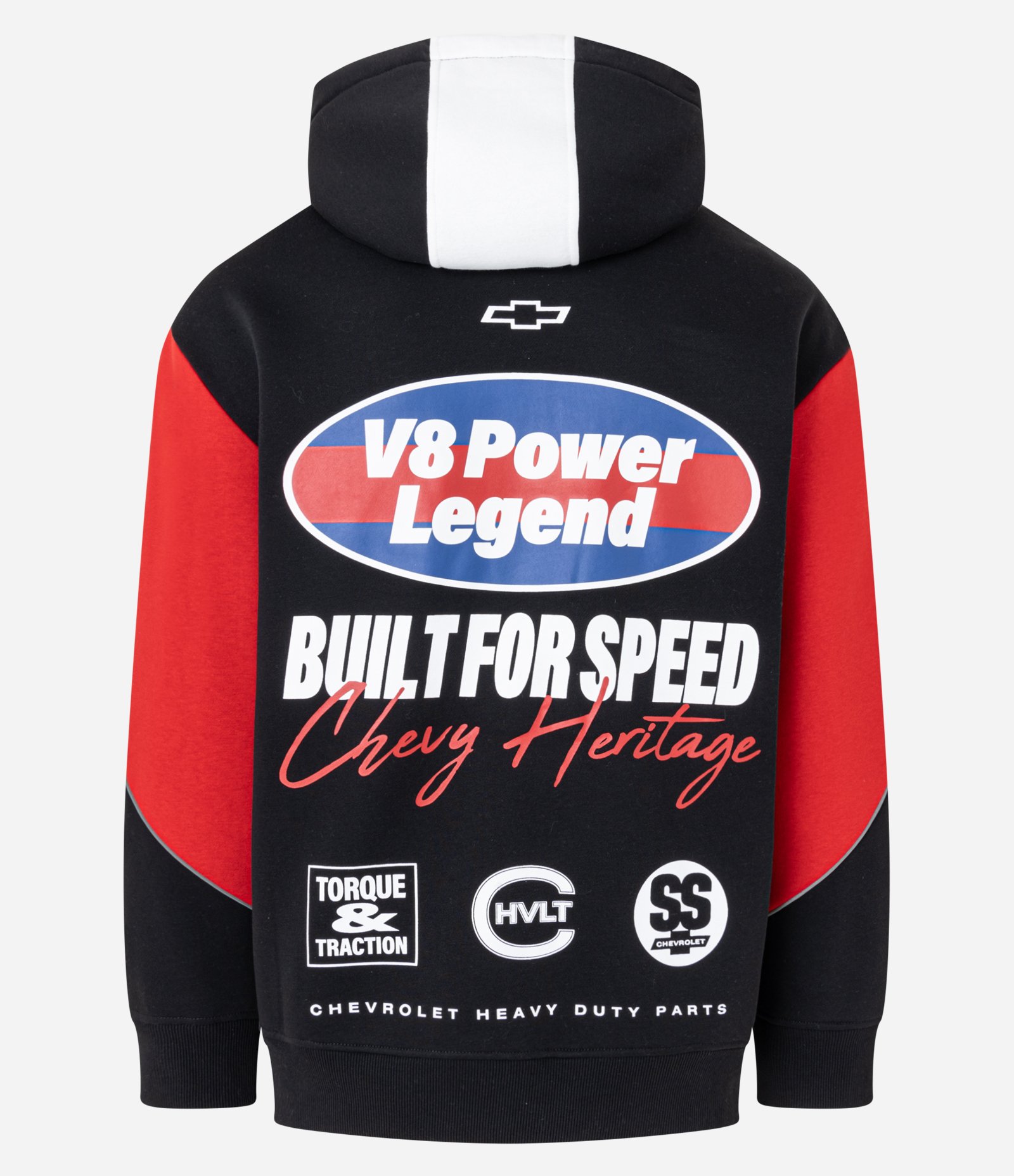 Casaco Relaxed em Moletom com Felpa com Estampa Chevrolet Painéis Contrastantes Preto 7