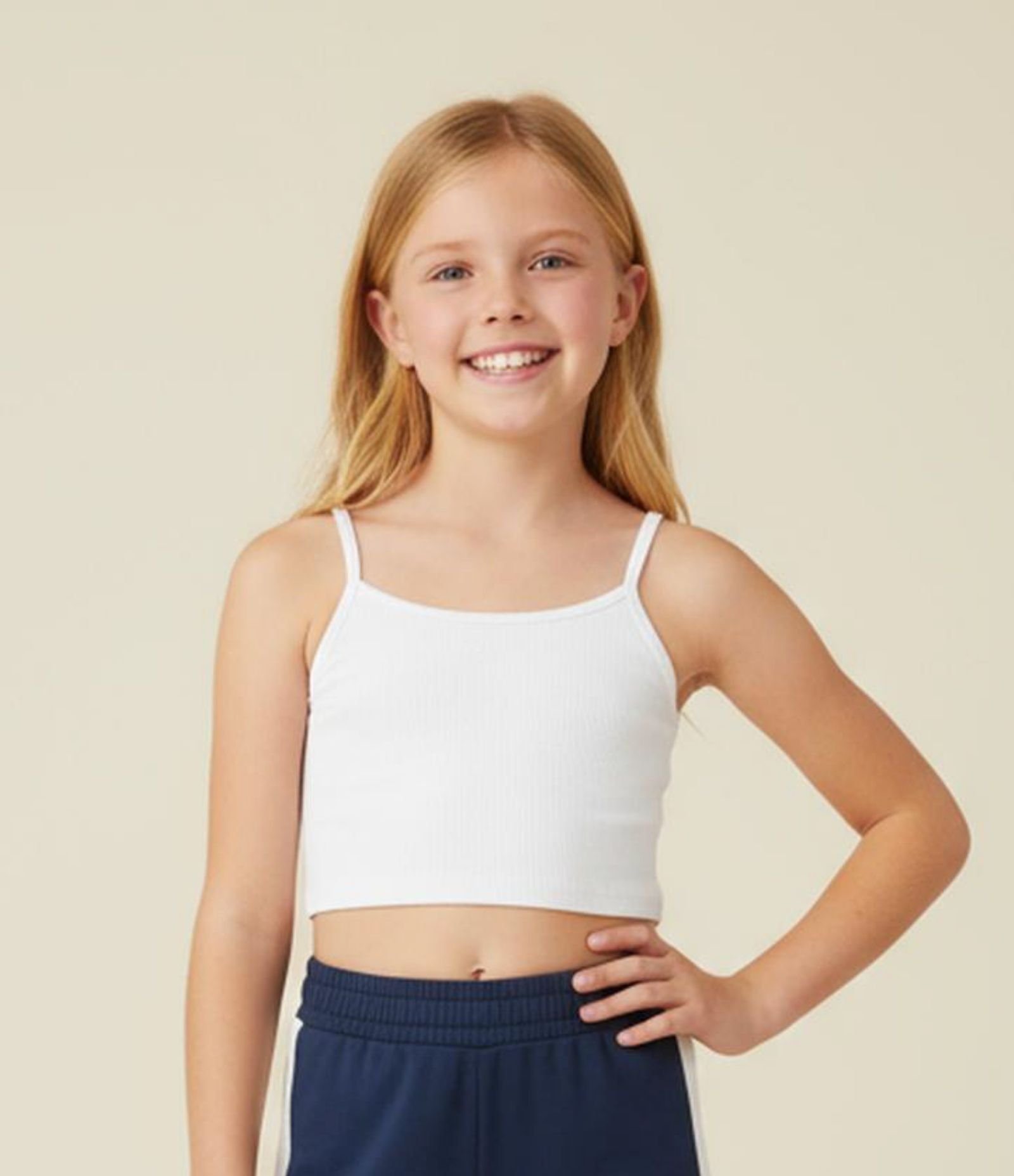 Top Cropped Infantil Em Algod o Tam 5 A 14 Anos Branco