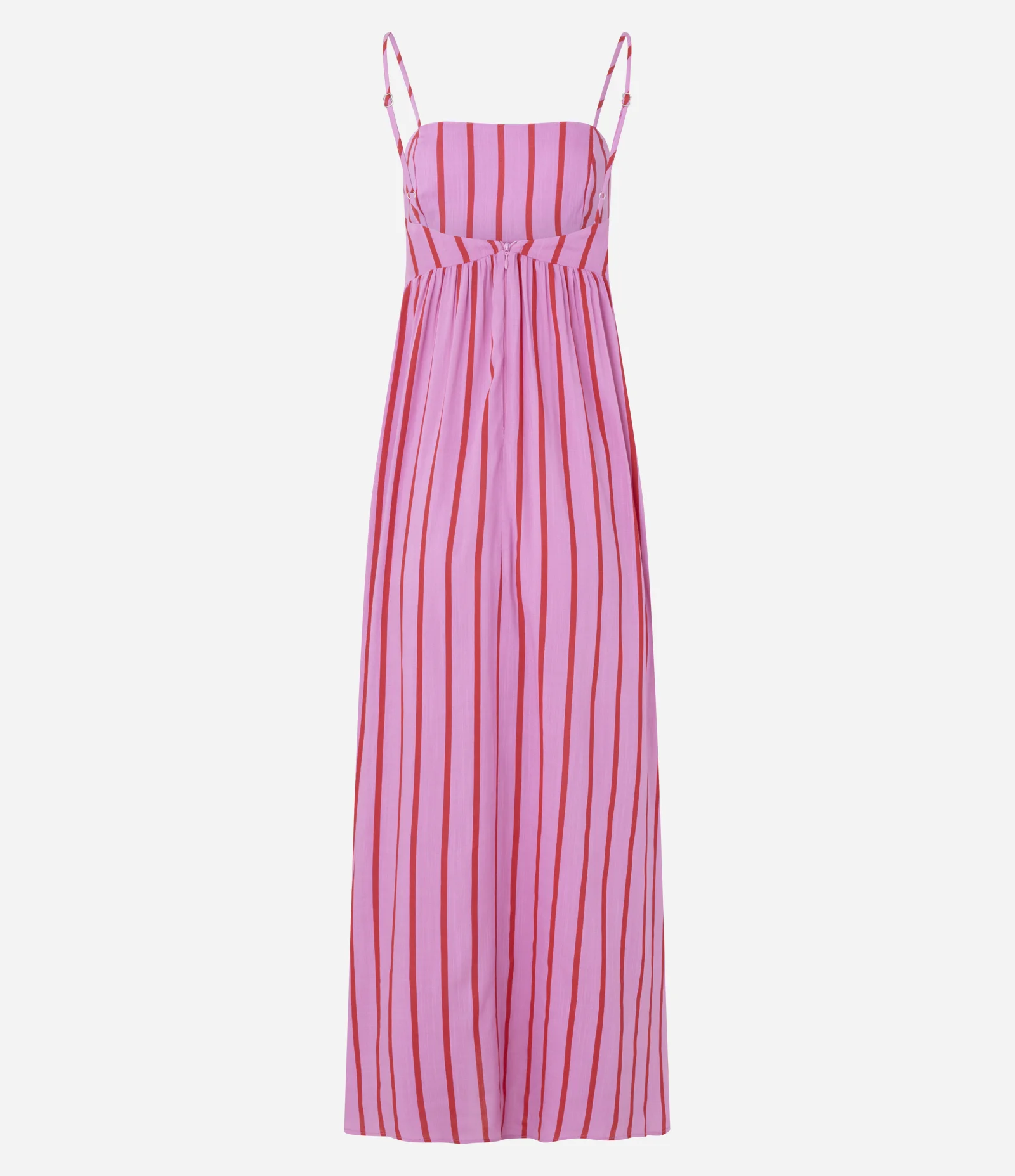 Vestido Longo em Chalis com Estampa Listrada e Alcinhas Rosa 2