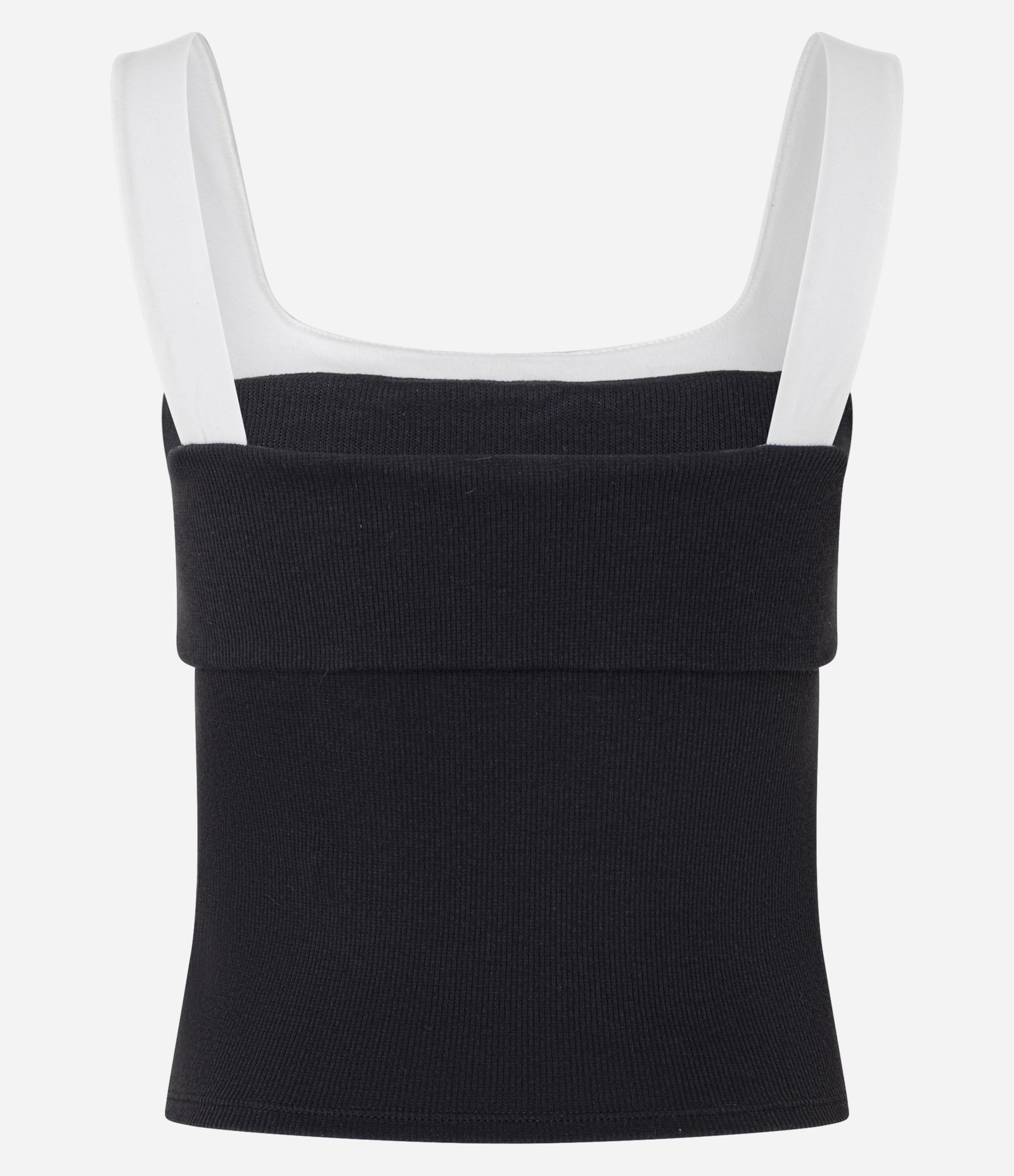 Blusa em Ribana Bicolor com Pala Dupla Preto 7