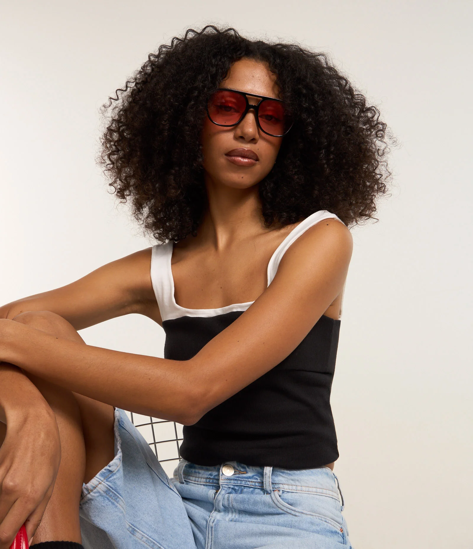 Blusa em Ribana Bicolor com Pala Dupla Preto 1