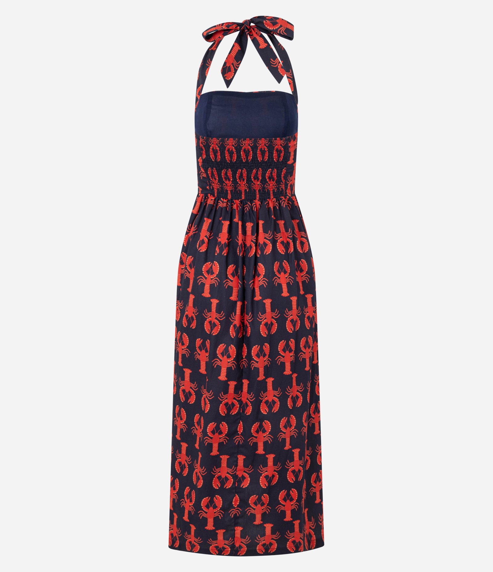 Vestido Midi em Algodão com Estampa de Lagostas Azul Marinho 8