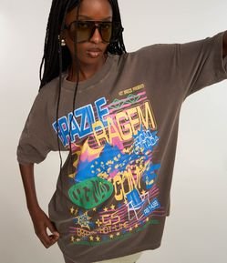 Camiseta Over em Algodão com Estampa Brazileragem