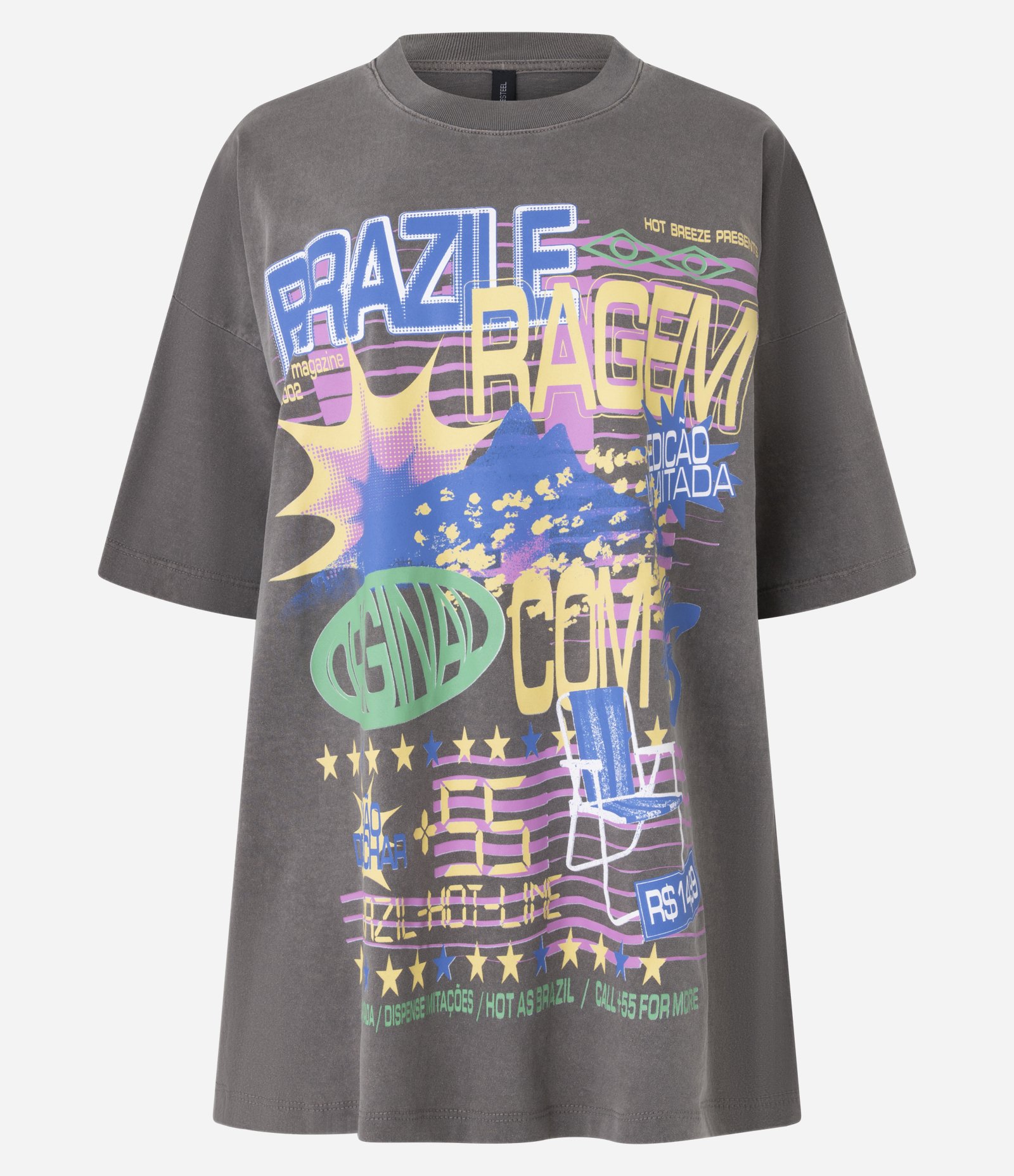 Camiseta Over em Algodão com Estampa Brazileragem Marrom 6