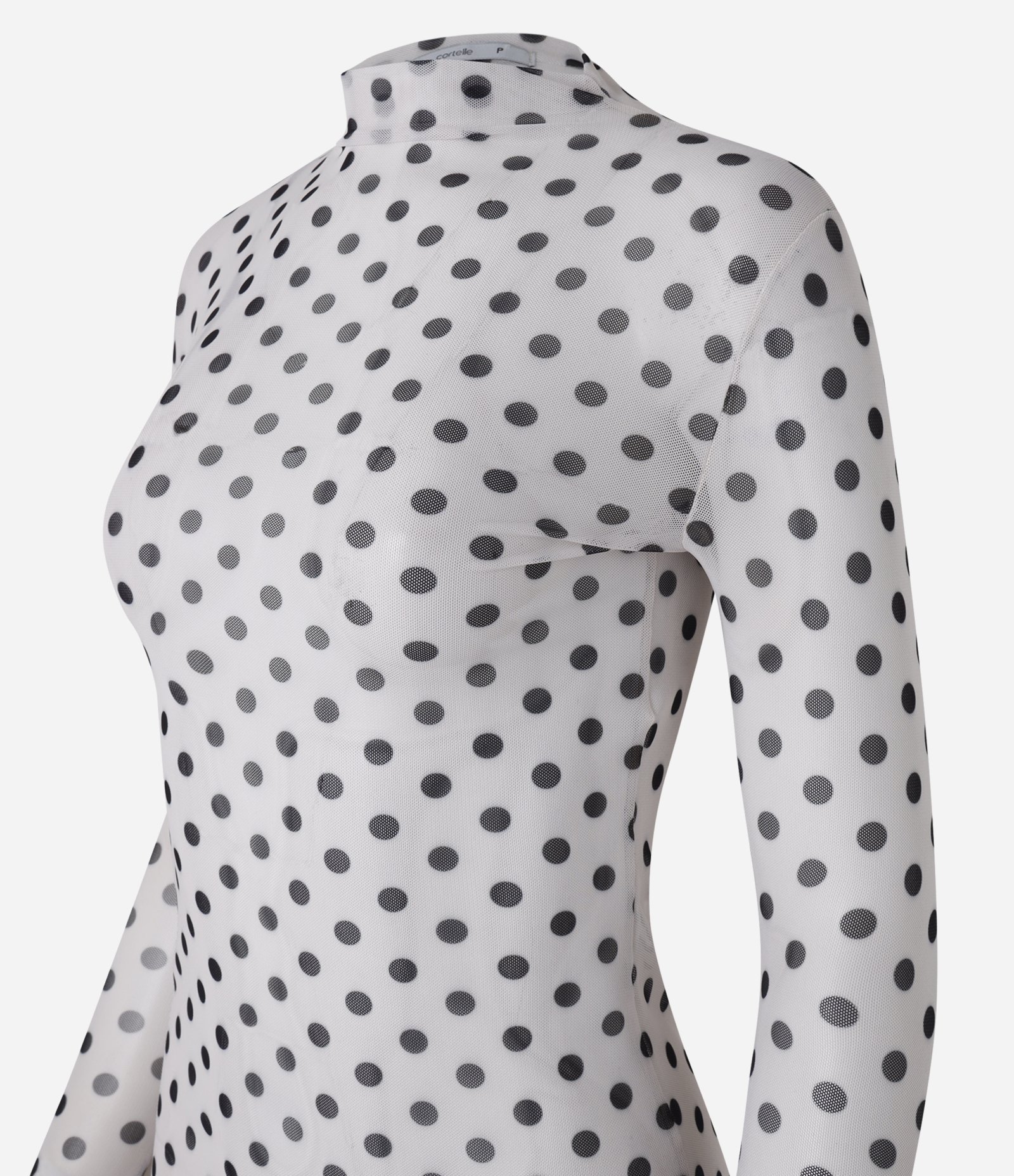 Blusa em Tule com Estampa Poá Bege 6