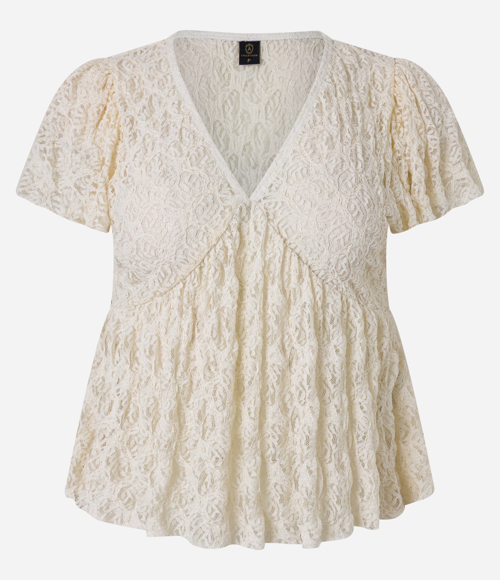 Blusa em Renda com Manga Bufante e Textura Diferenciada Off White 7