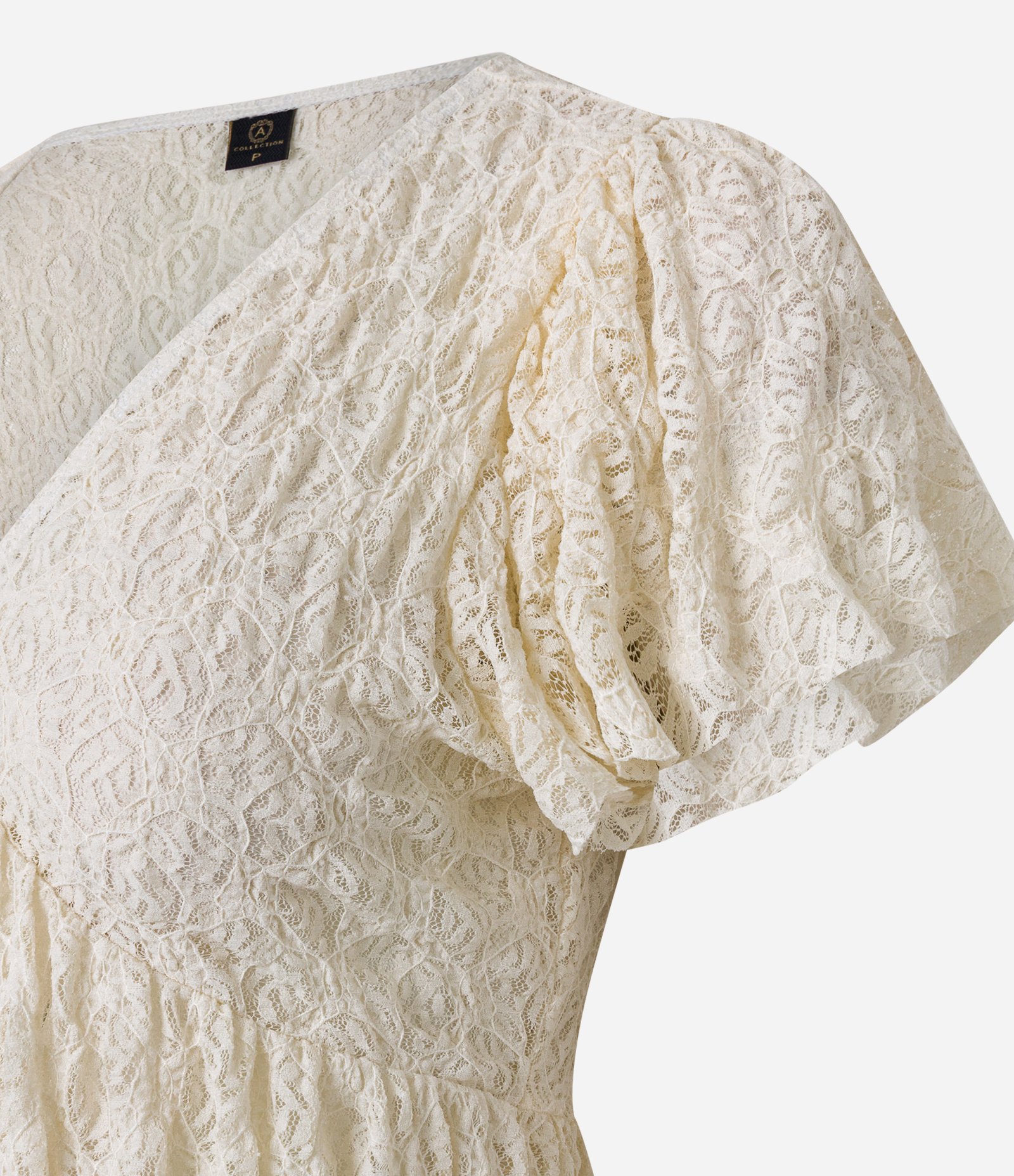 Blusa em Renda com Manga Bufante e Textura Diferenciada Off White 8