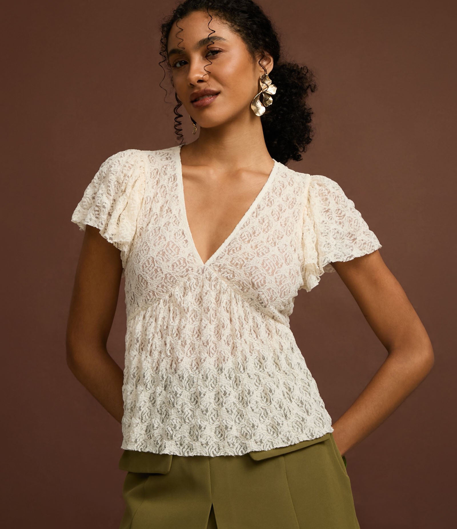 Blusa em Renda com Manga Bufante e Textura Diferenciada Off White 6