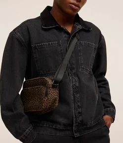 Bolsa Shoulder Bag em Algodão com Estampa de Animal Print