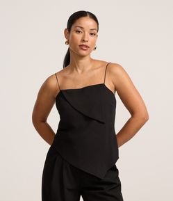 Blusa em Crepe com Alça Rabo de Rato e Barra Assimétrica