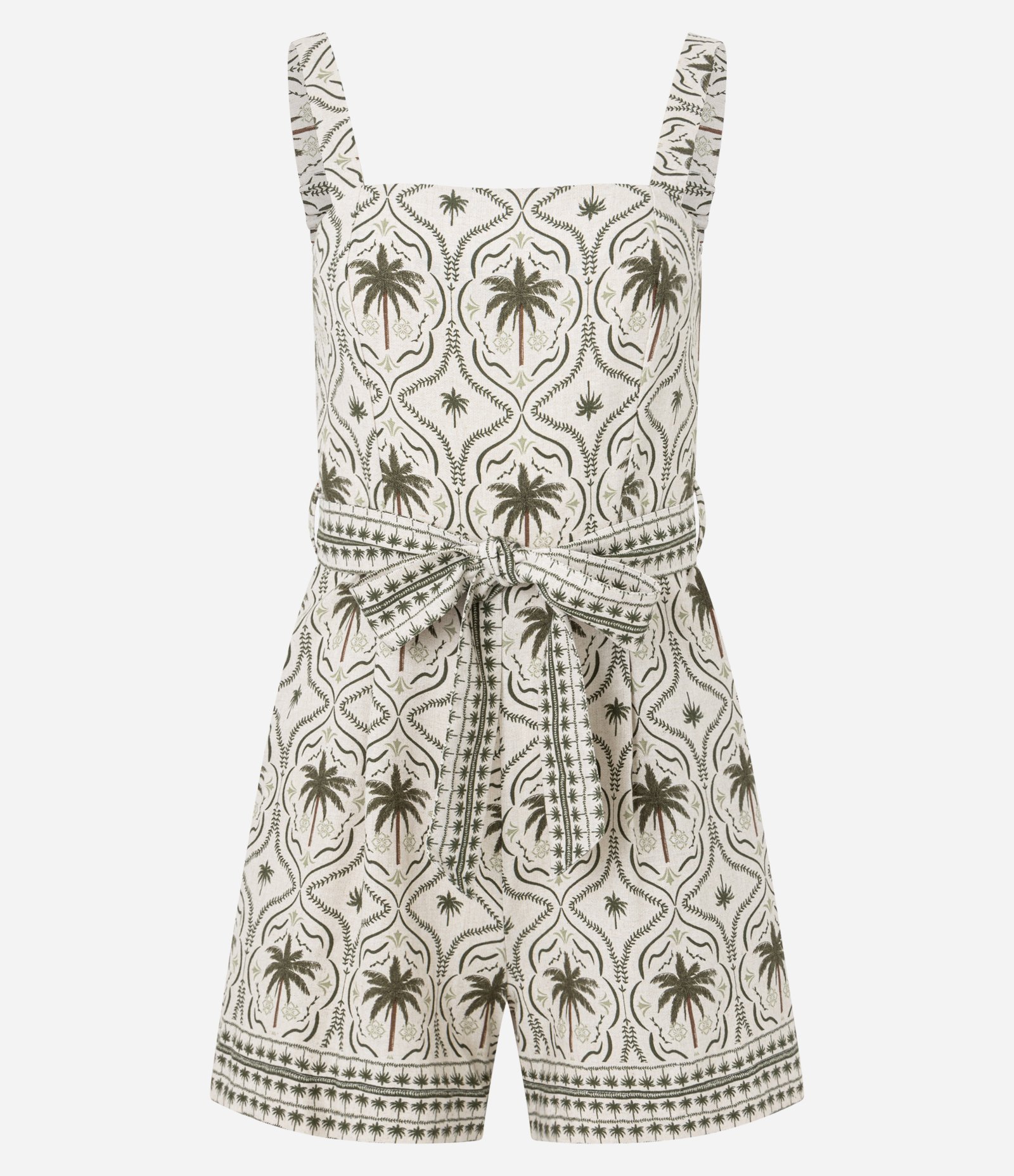 Macaquinho de Alça em Viscolinho com Estampa Floral Bege 1