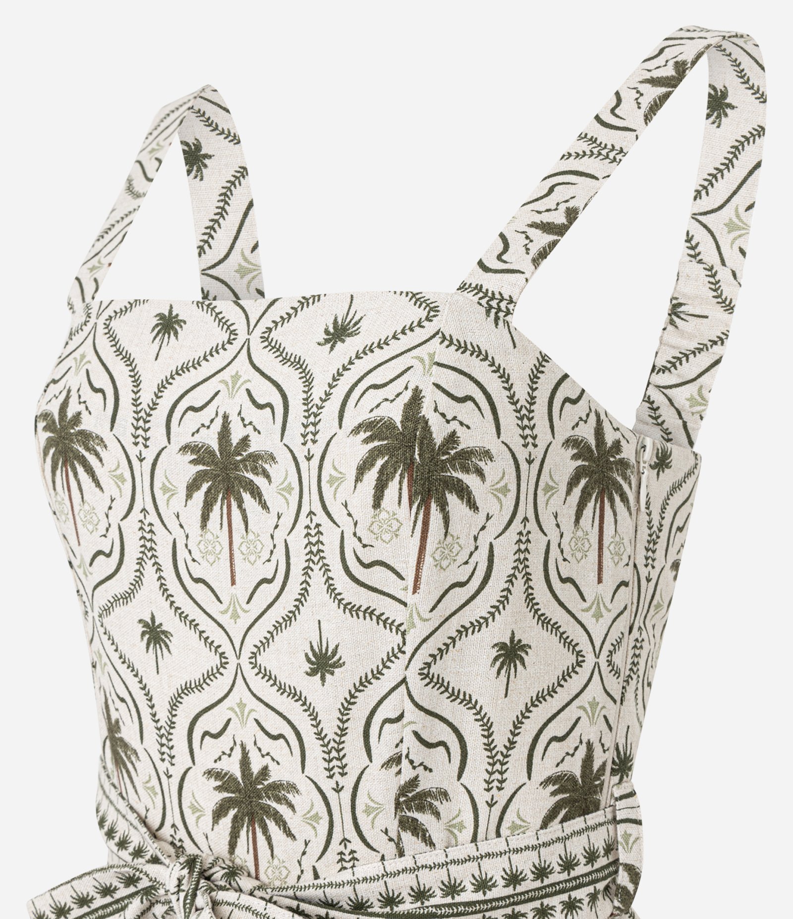 Macaquinho de Alça em Viscolinho com Estampa Floral Bege 2